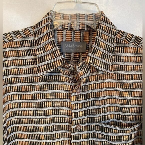 MileStone Authentic Sepia Toned Long  Sleeve Dress Shirt Mens XXLg - Picture 4 of 15